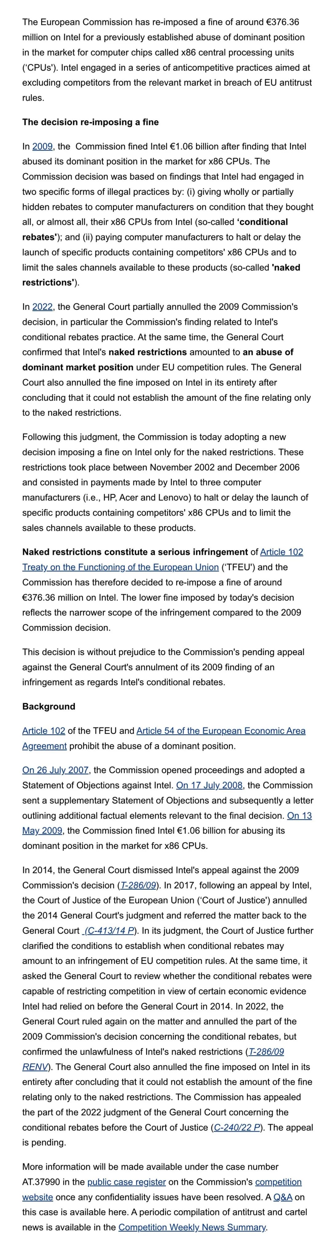 Commission re-imposes £367.36 million fine on Intel for anticompetitive practices in the market for computer chips.jpg